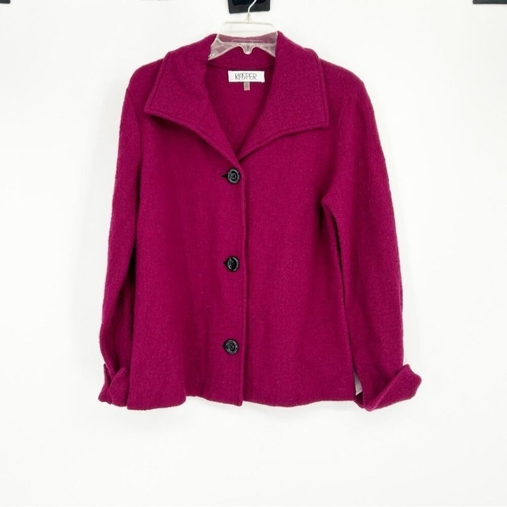 Kasper 100% Boiled Wool Fuchsia Button Front Blaz… - image 1